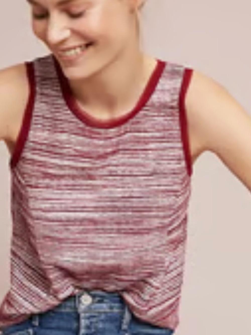 Anthropologie Vanessa Virginia Red & White Striped Knit Tank size S